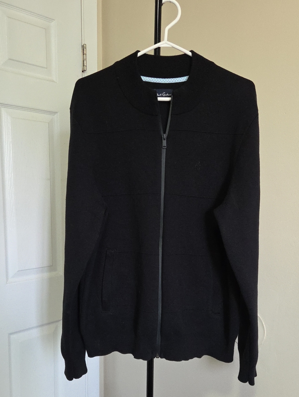 Robert Graham Cotton Blend Black Zip-Up Lightweight Shirt Jacket